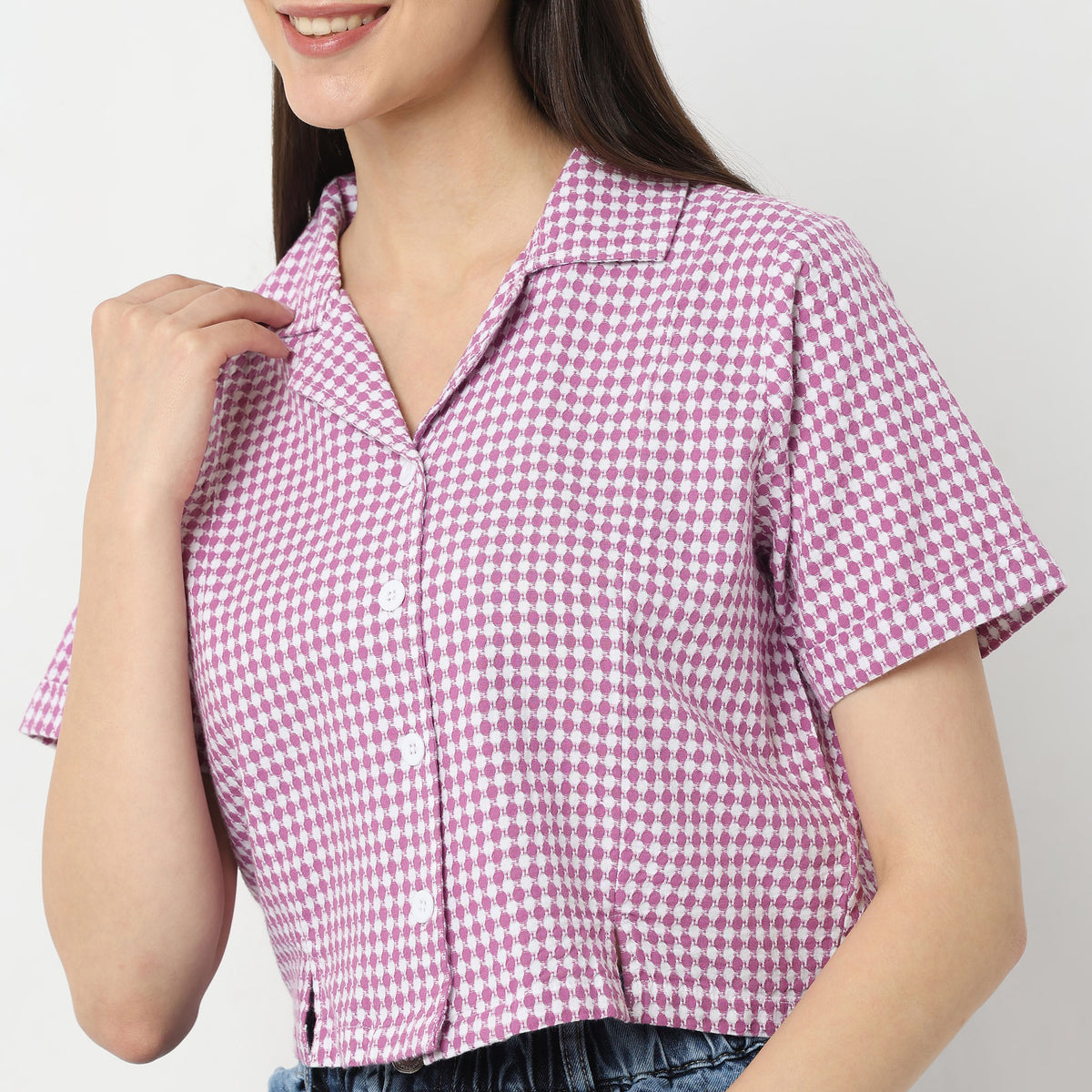 Regular Fit Checkered Top