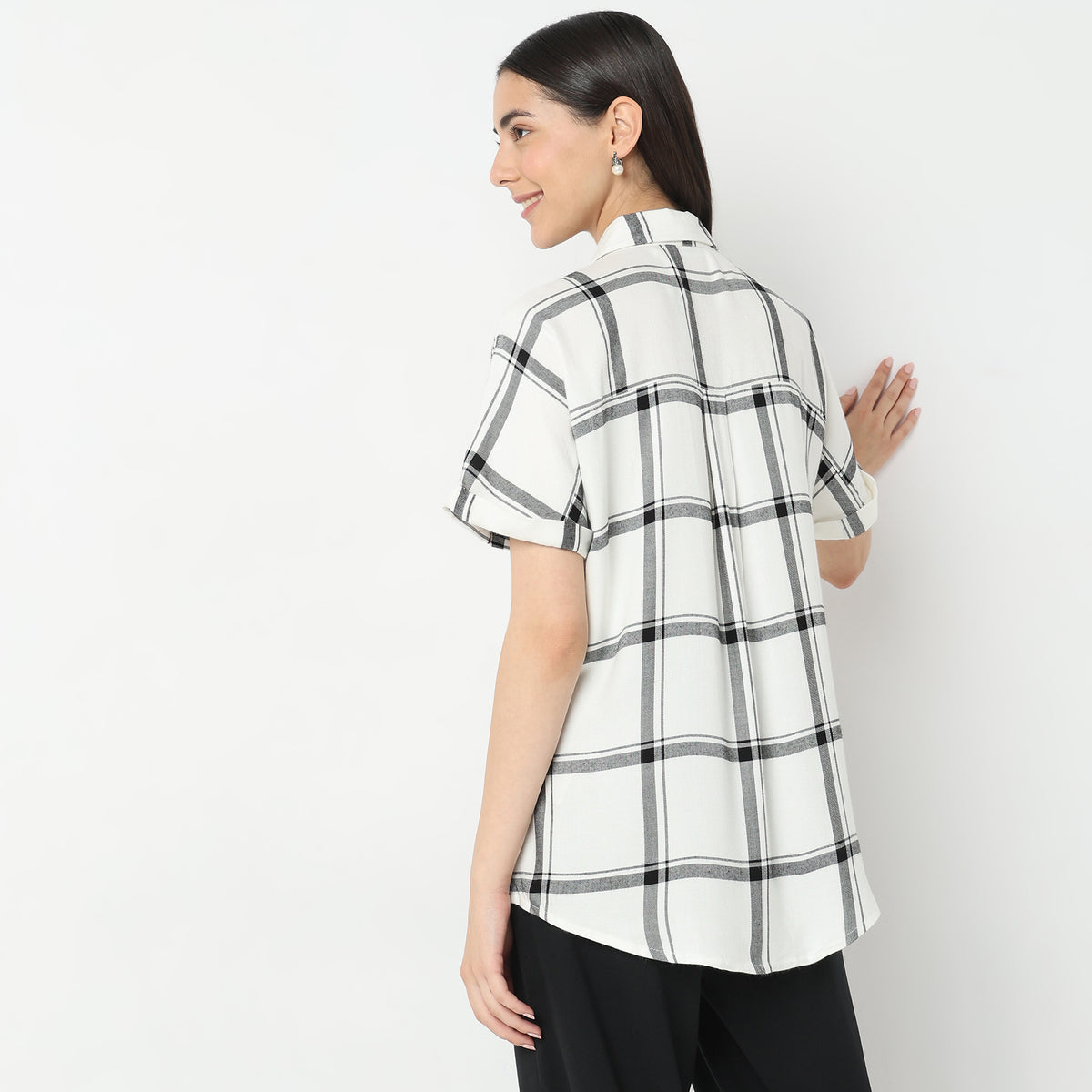 Regular Fit Checkered Top