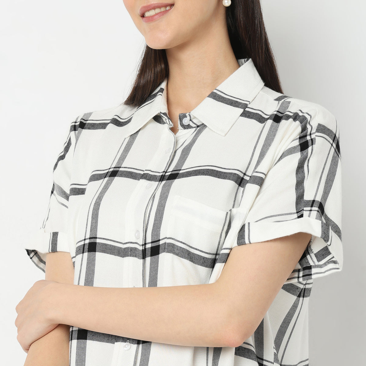 Regular Fit Checkered Top