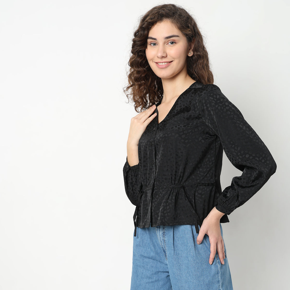 Regular Fit Jacquard Top