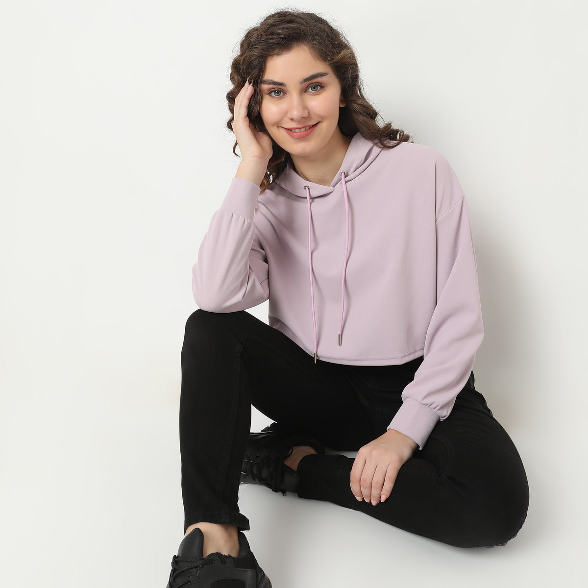 Regular Fit Solid Sweatshirt