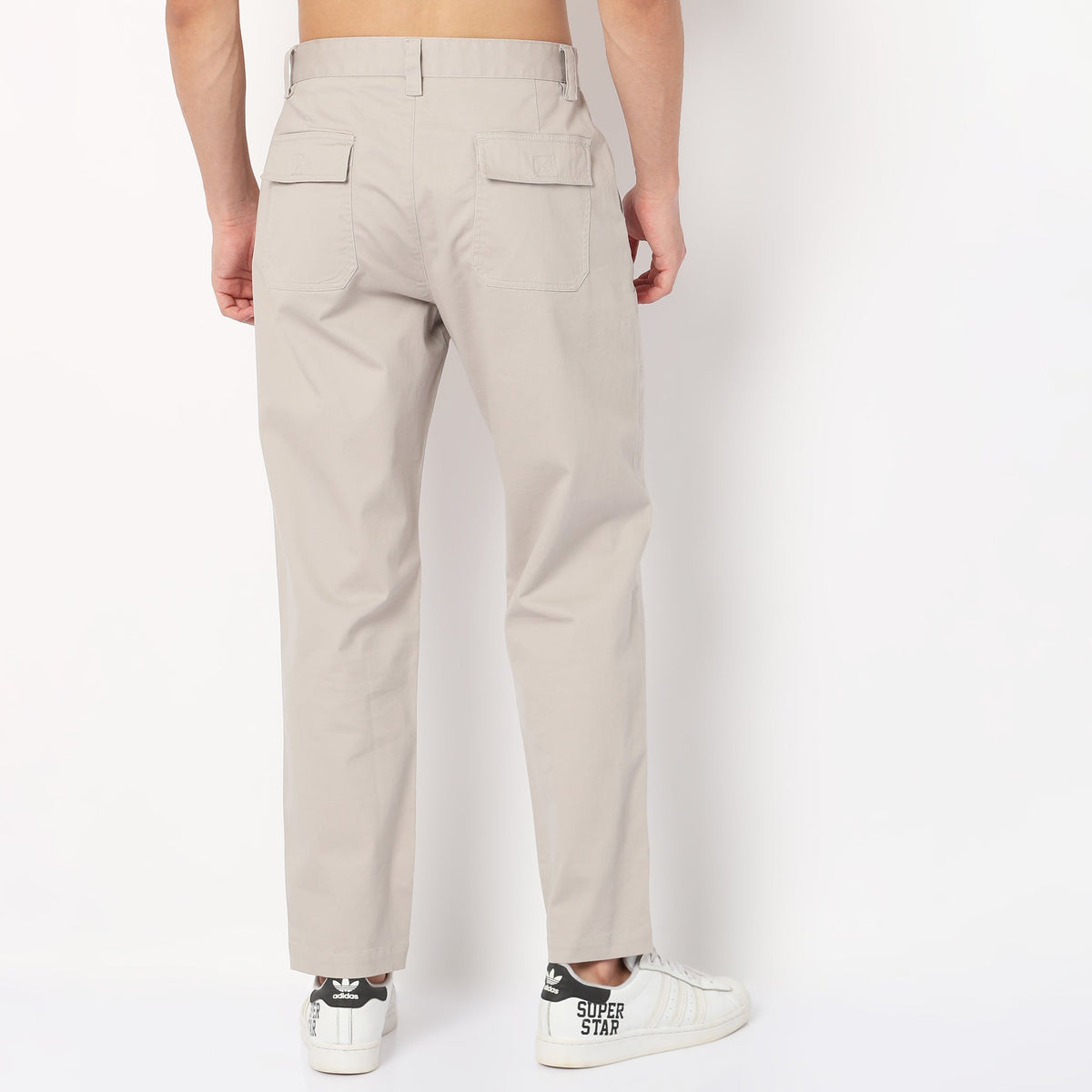 Regular Fit Solid Mid Rise Cargos