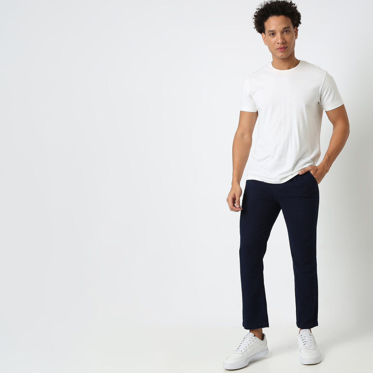 Regular Fit Solid Mid Rise Lounge Pants