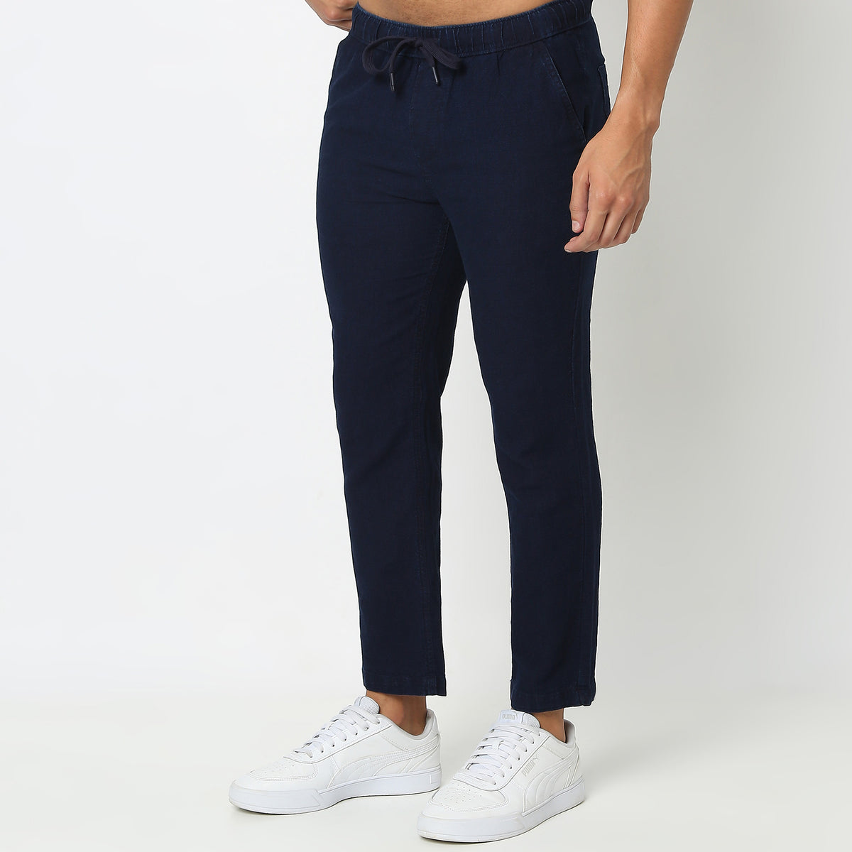 Regular Fit Solid Mid Rise Lounge Pants