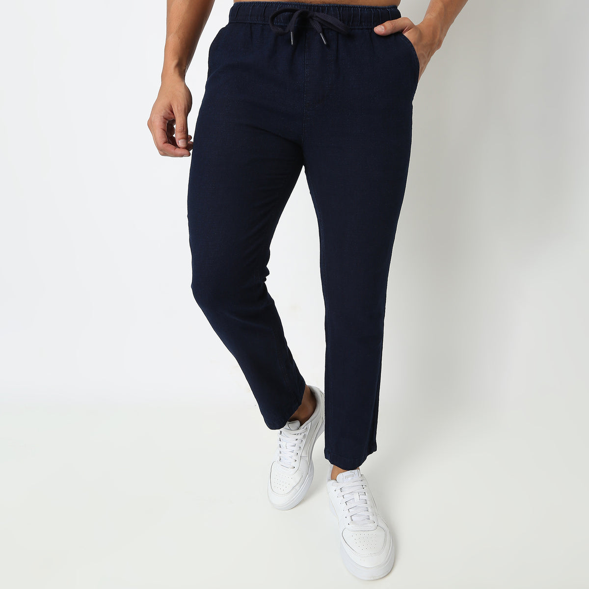 Regular Fit Solid Mid Rise Lounge Pants