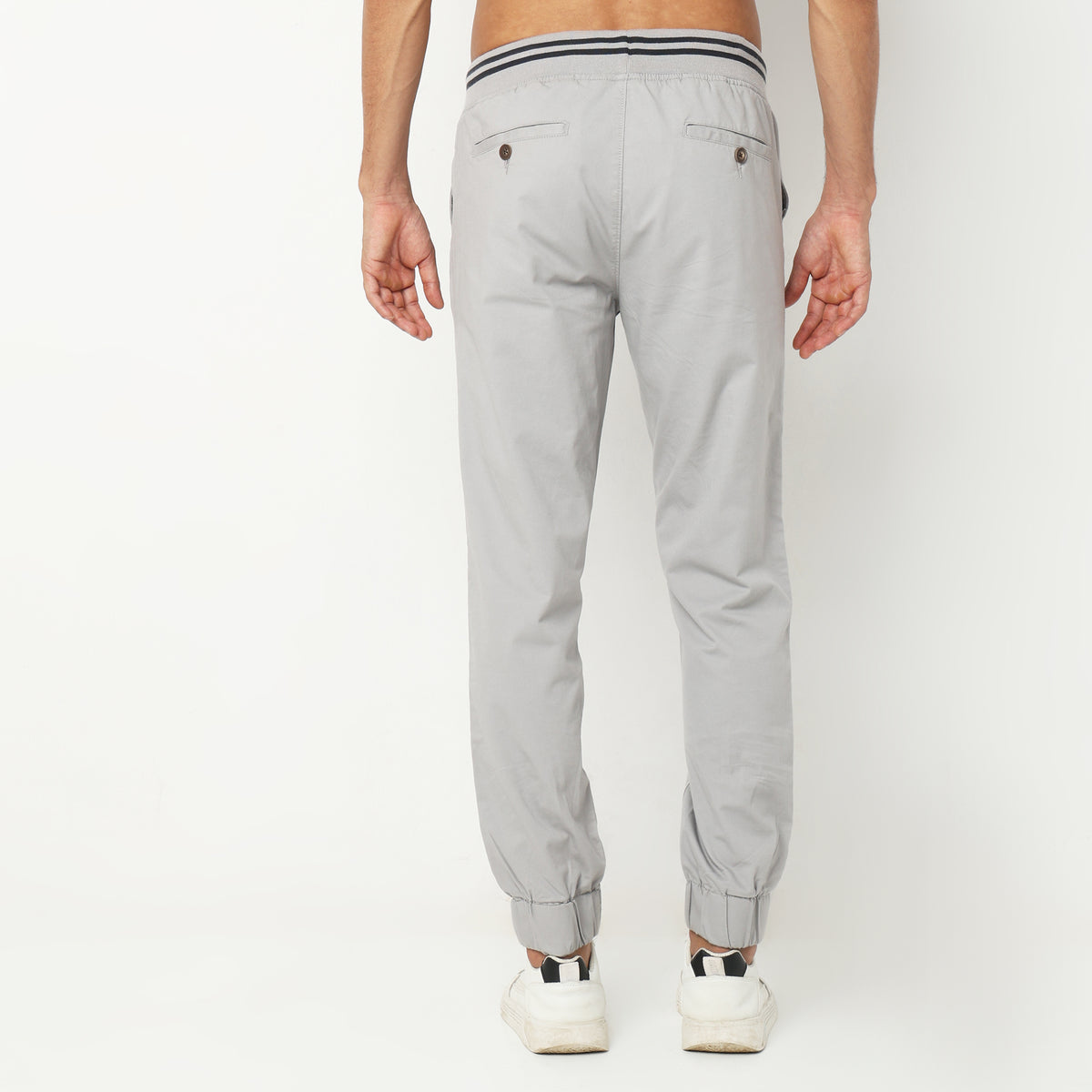 Regular Fit Solid Mid Rise Joggers