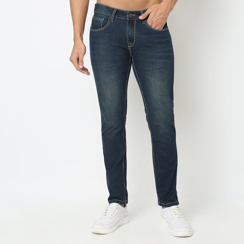 Regular Fit Solid Mid Rise Jeans