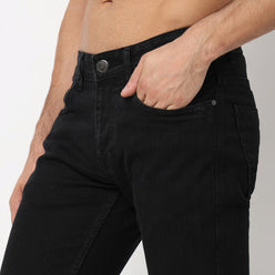 Regular Fit Solid Mid Rise Jeans