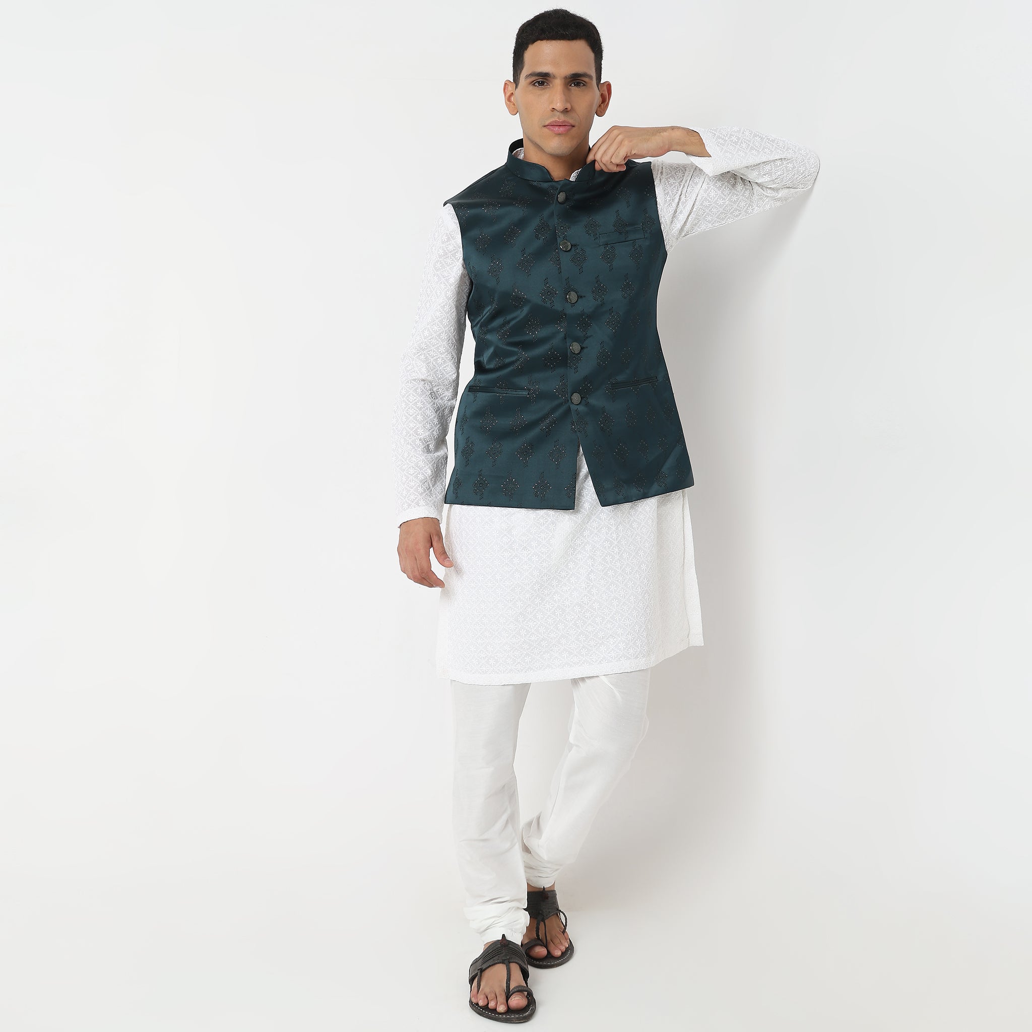Regular Fit Jacquard Ethnic Jacket