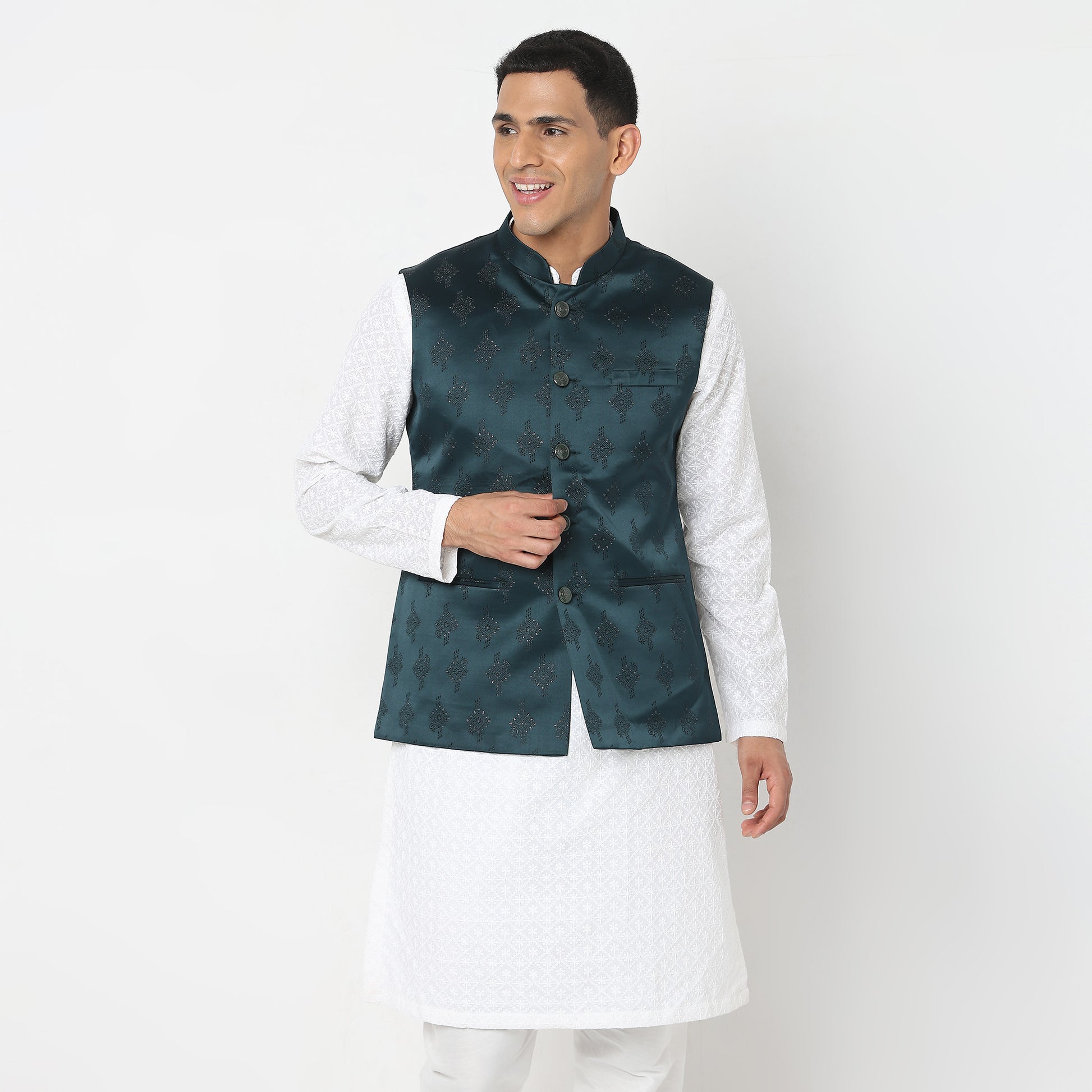 Regular Fit Jacquard Ethnic Jacket