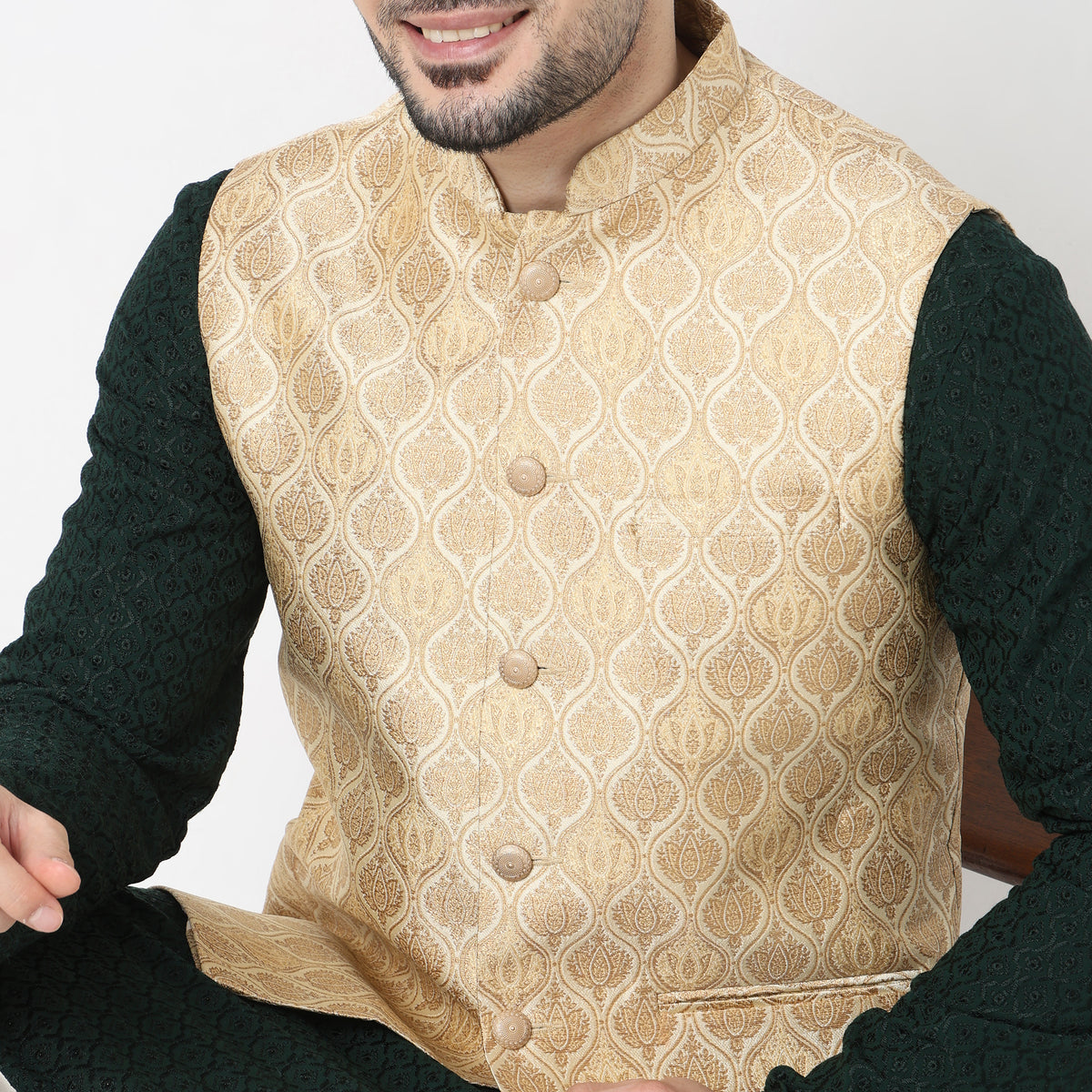 Regular Fit Jacquard Ethnic Jacket