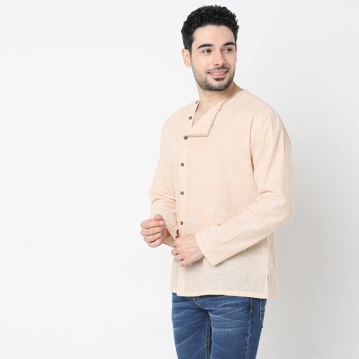 Regular Fit Solid Short Kurta