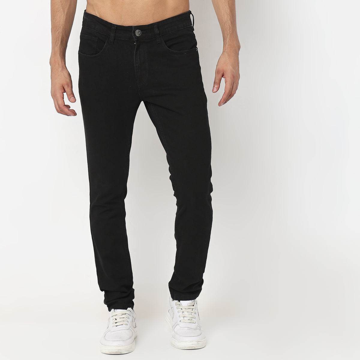 Skinny Comfort Solid Mid Rise Jeans