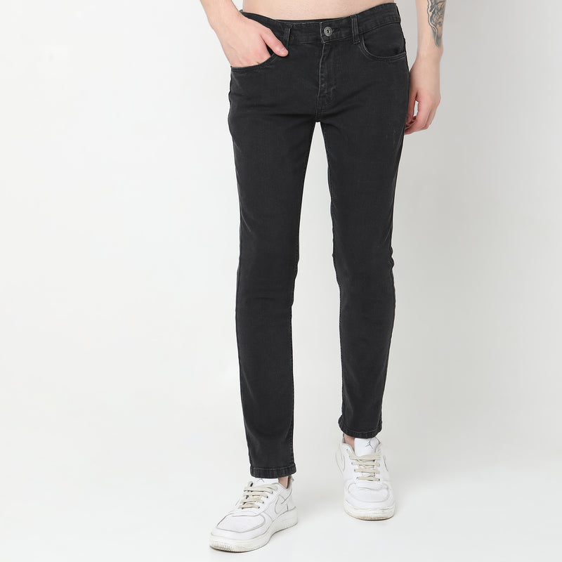 Skinny Comfort Solid Mid Rise Jeans