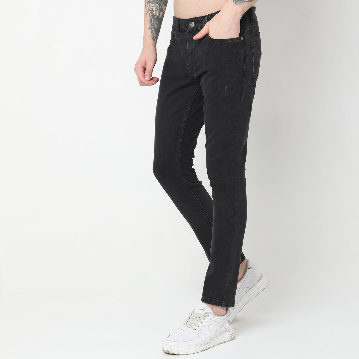 Skinny Comfort Solid Mid Rise Jeans