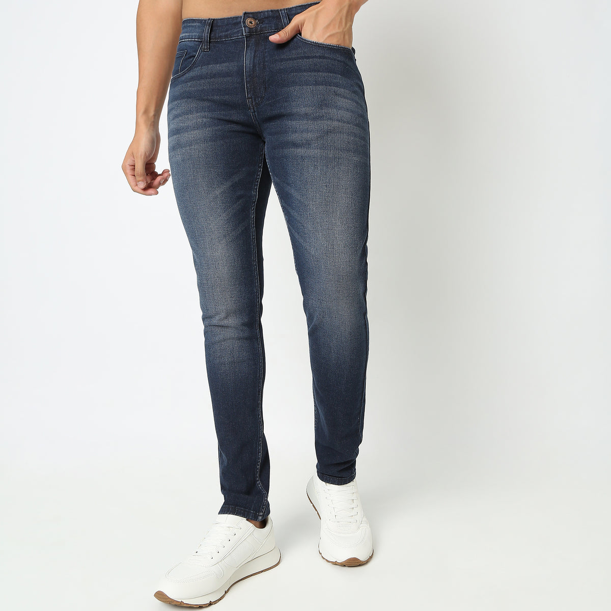 Skinny Comfort Solid Mid Rise Jeans