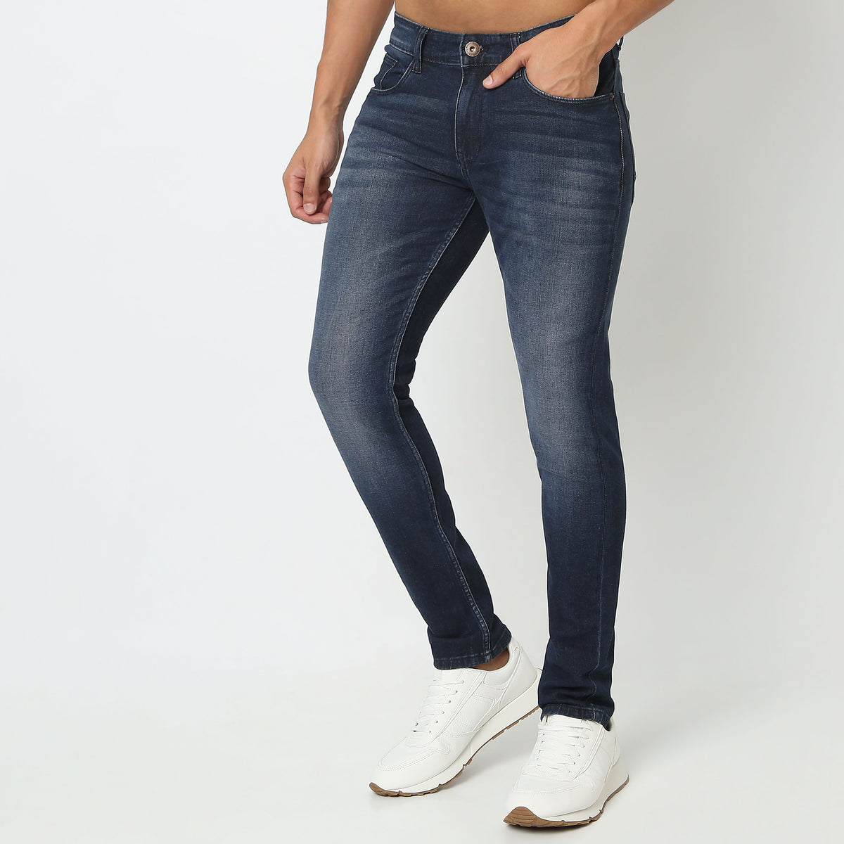 Skinny Comfort Solid Mid Rise Jeans