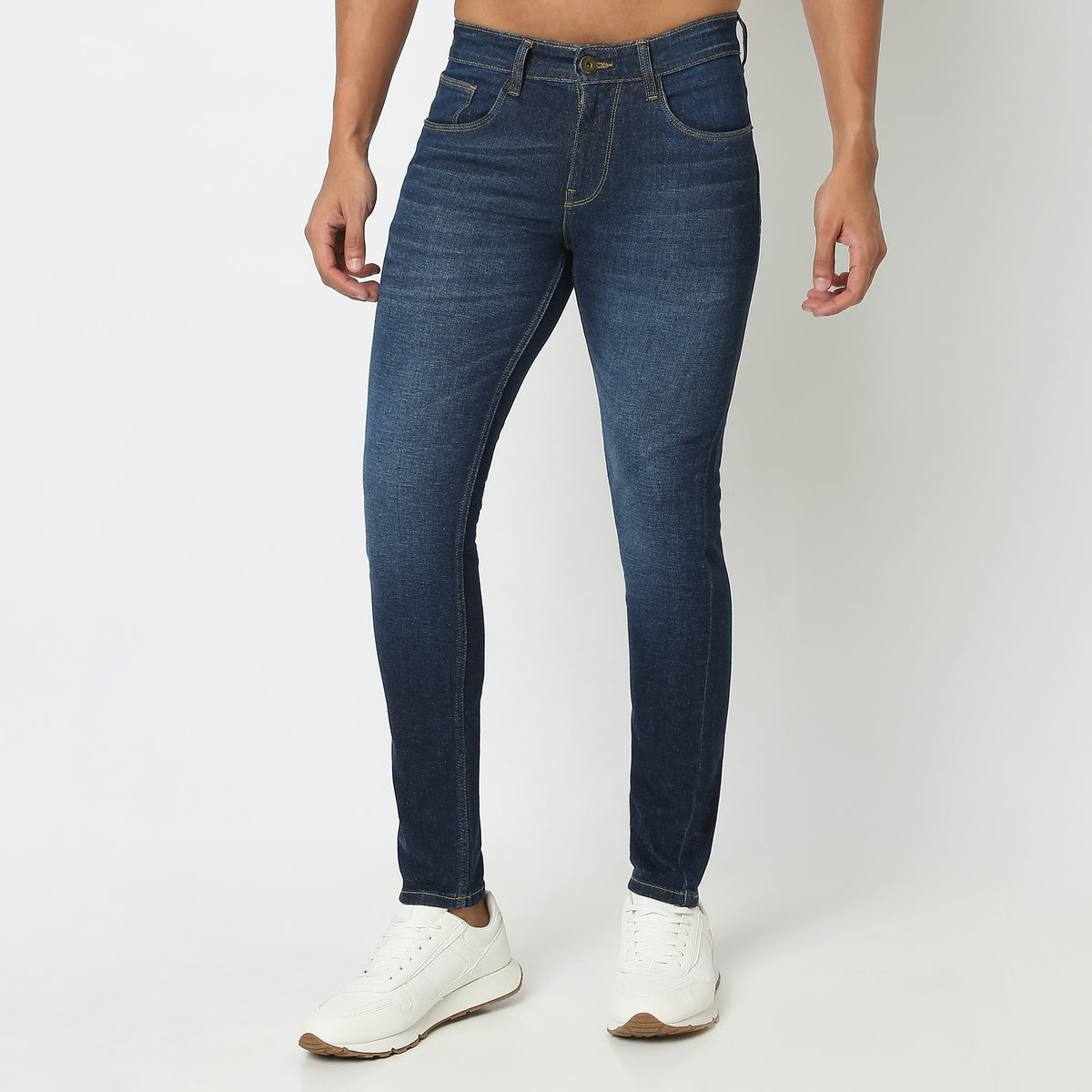 Skinny Comfort Solid Mid Rise Jeans