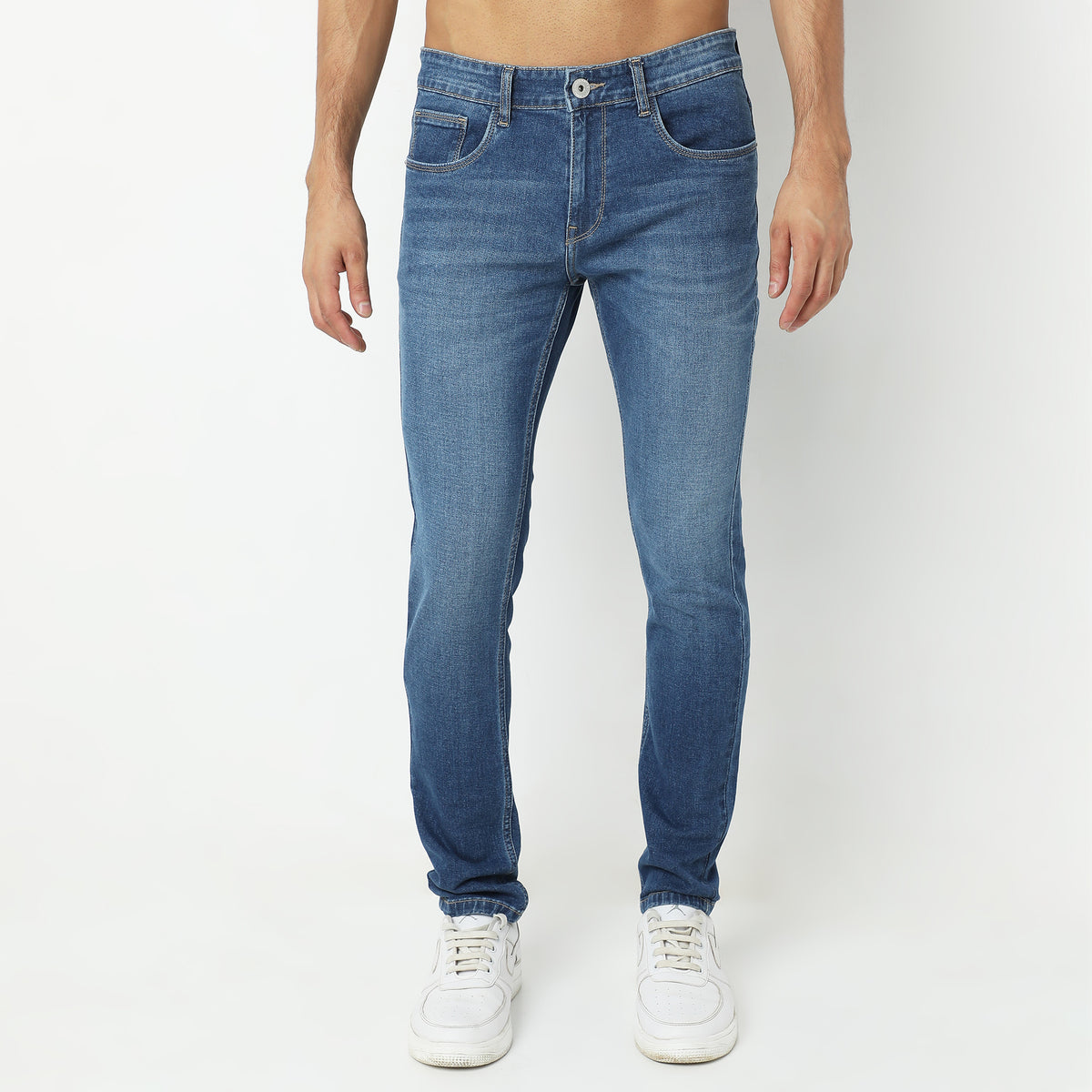 Skinny Comfort Solid Mid Rise Jeans