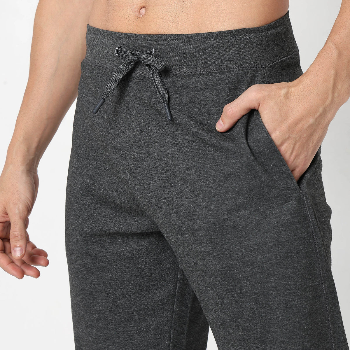 Regular Fit Solid Mid Rise Trackpants