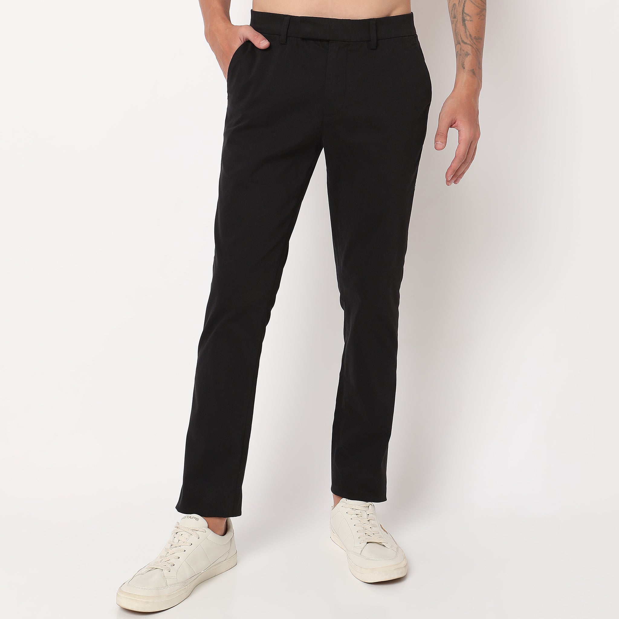Buy Classic Stretch Black Chino With Peached Fabric – Crocodile