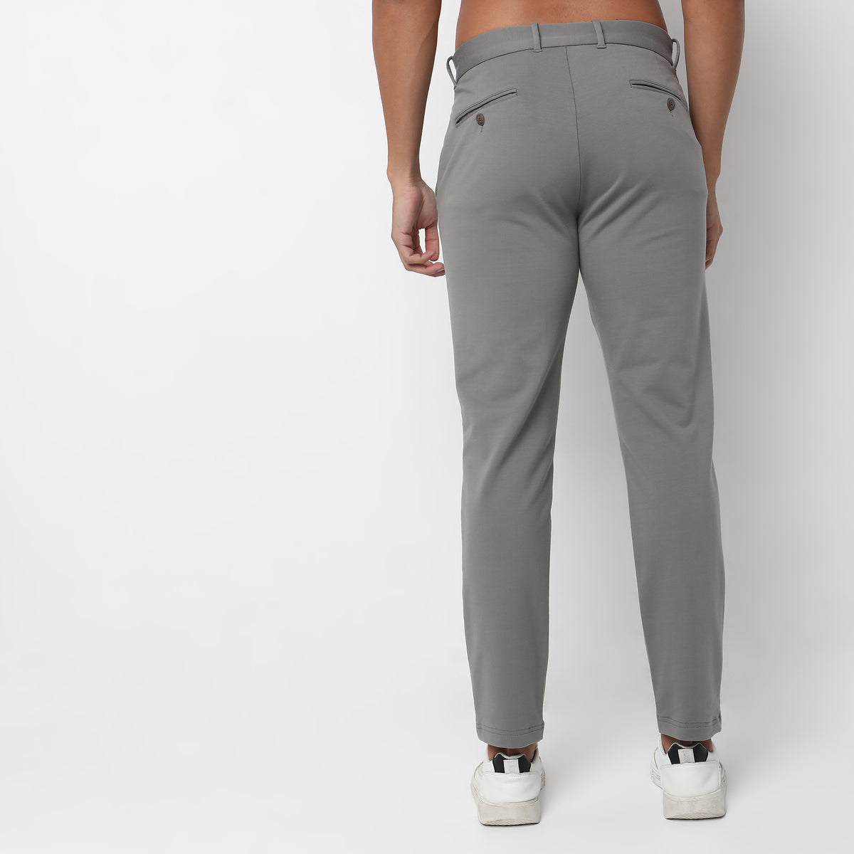 Regular Fit Solid Mid Rise Chinos