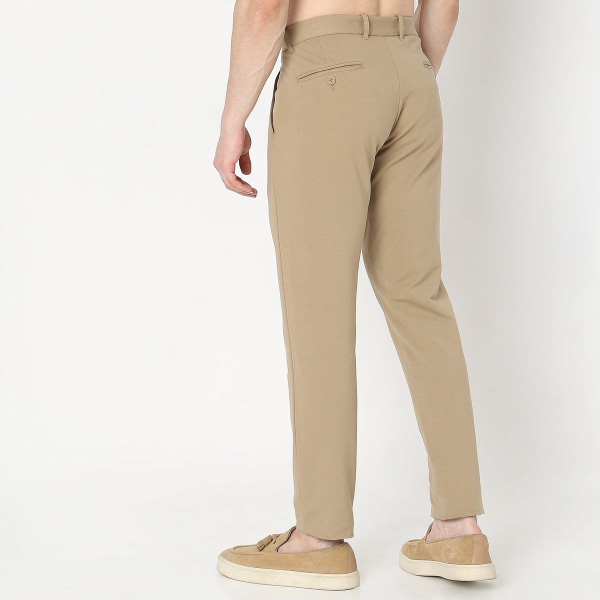 Regular Fit Solid Mid Rise Chinos