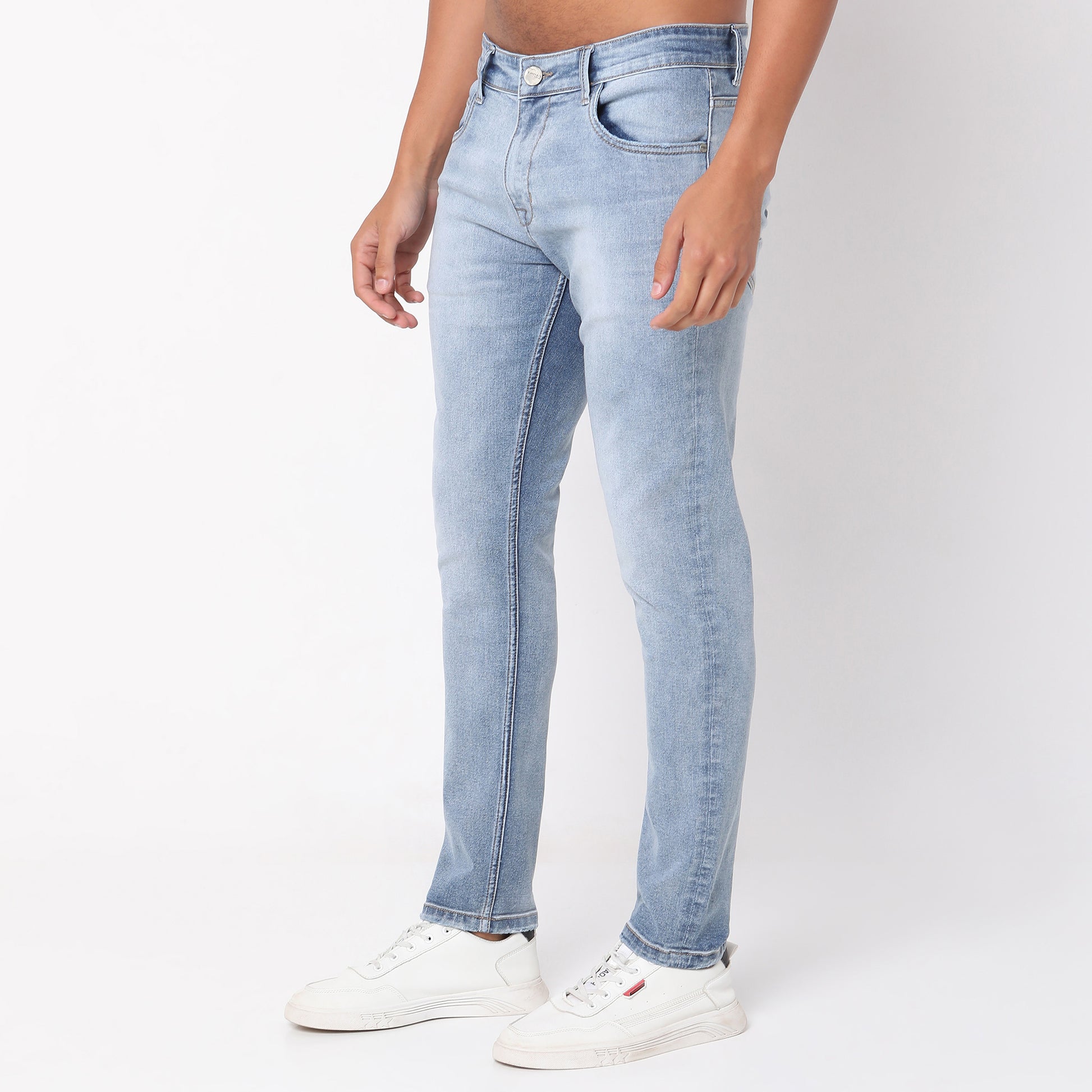 Skinny Comfort Solid Mid Rise Jeans