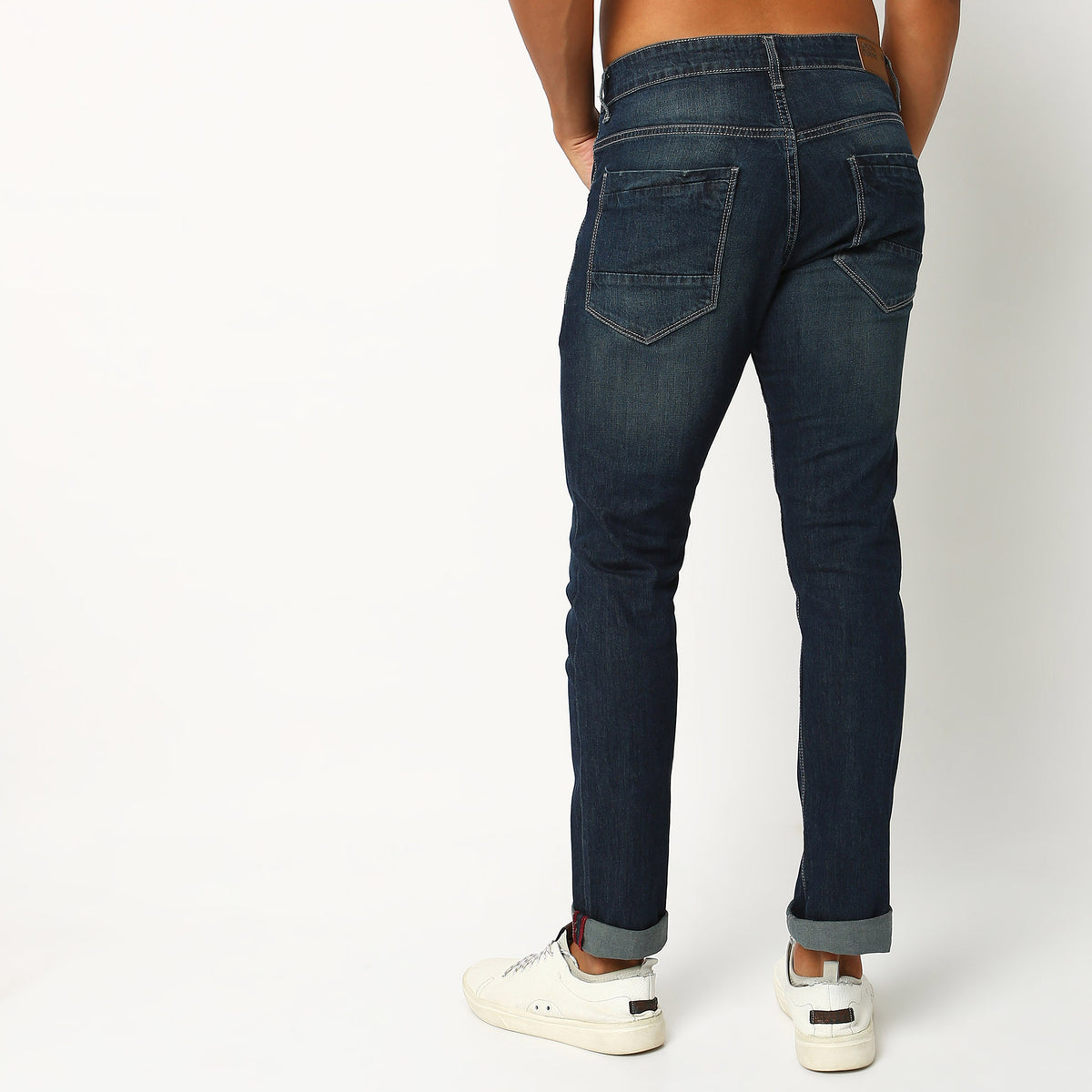 Slim Fit Solid Mid Rise Jeans