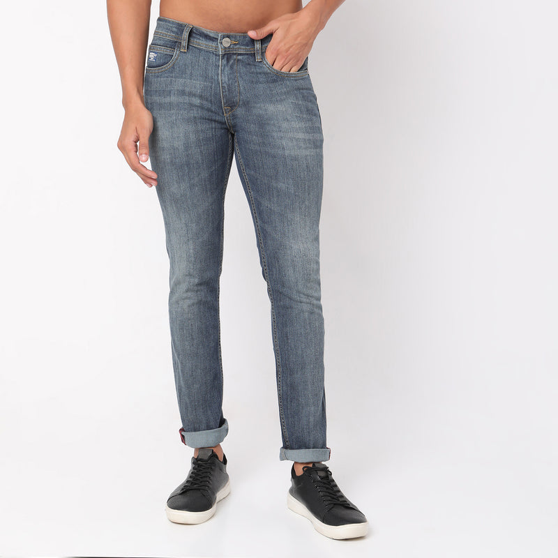 Slim Fit Solid Mid Rise Jeans