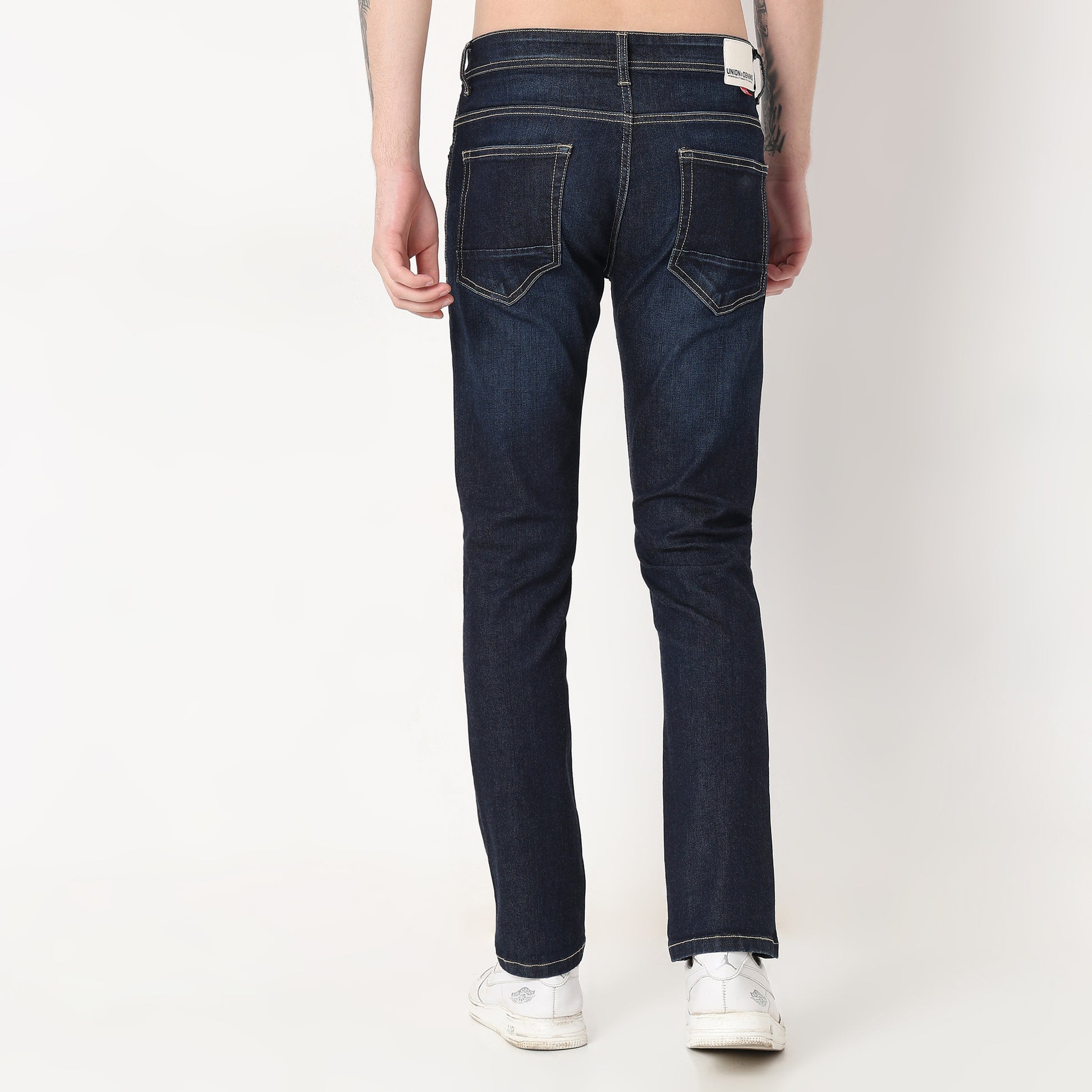 Straight Fit Solid Mid Rise Jeans