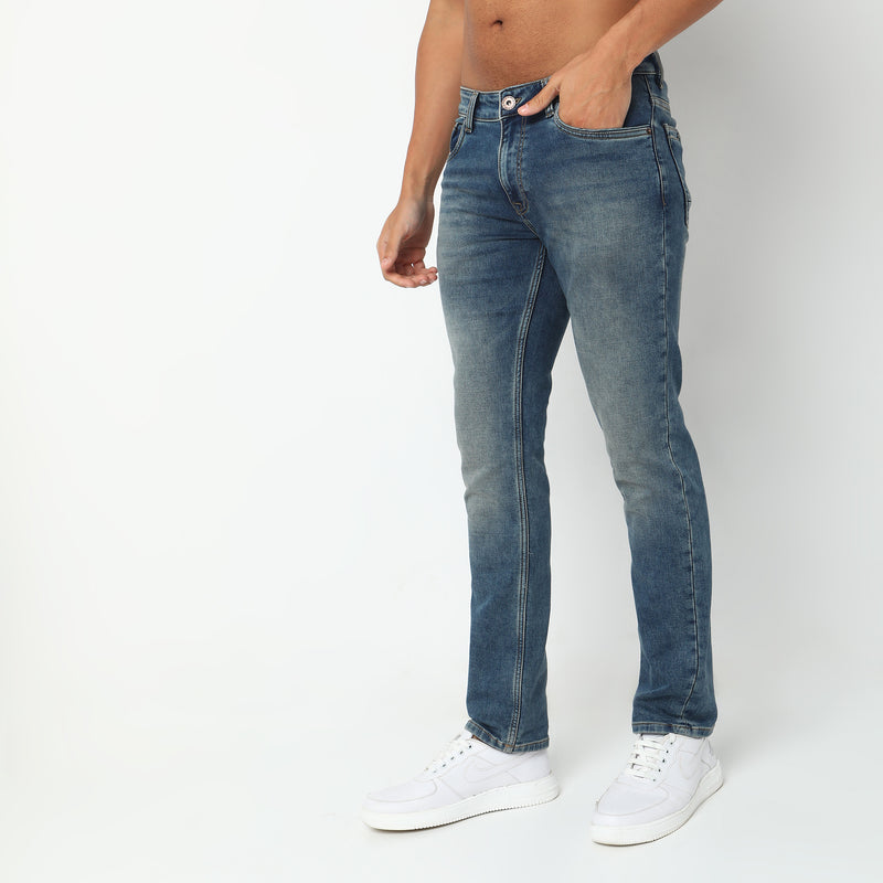 Straight Fit Solid Mid Rise Jeans