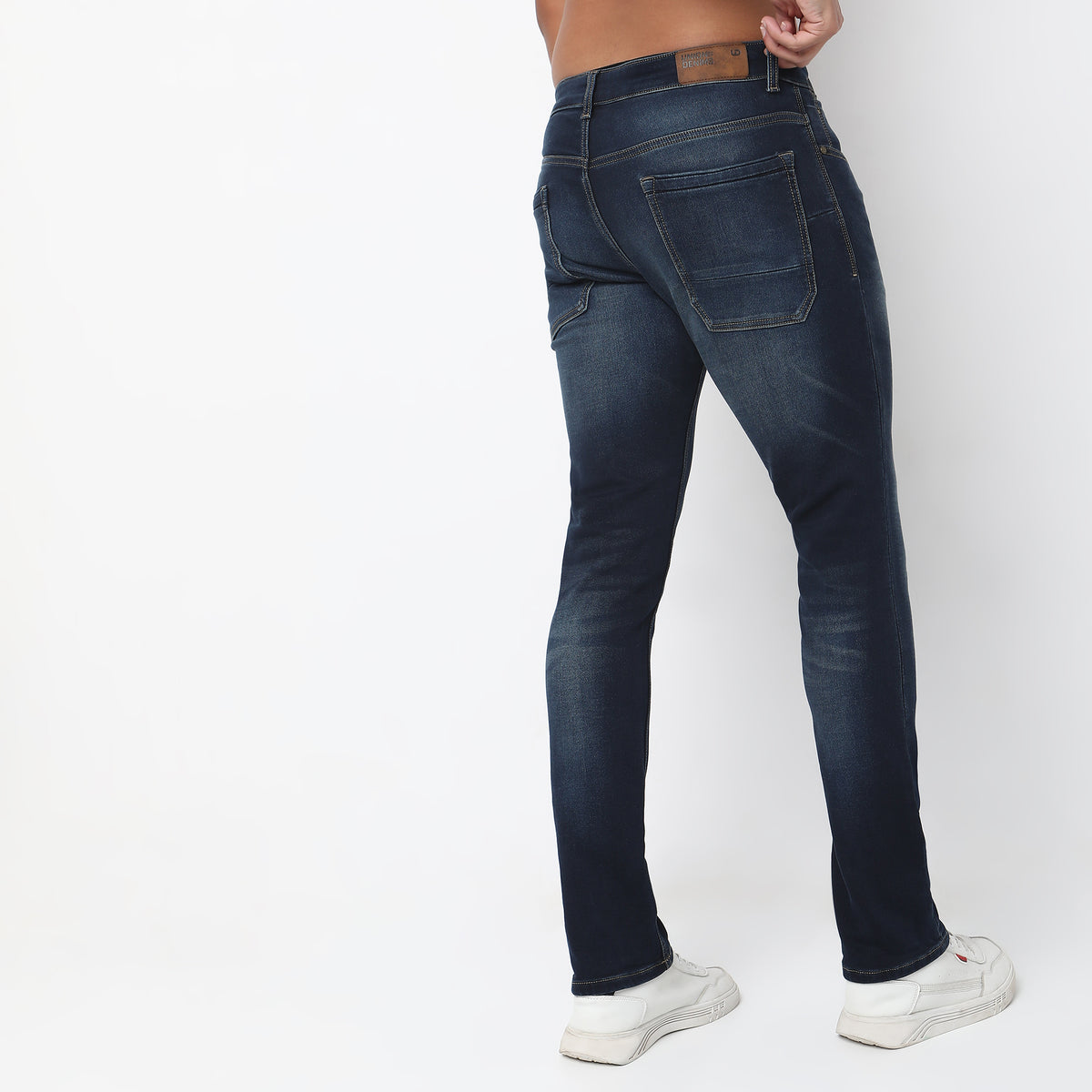 Slim Fit Solid Mid Rise Jeans