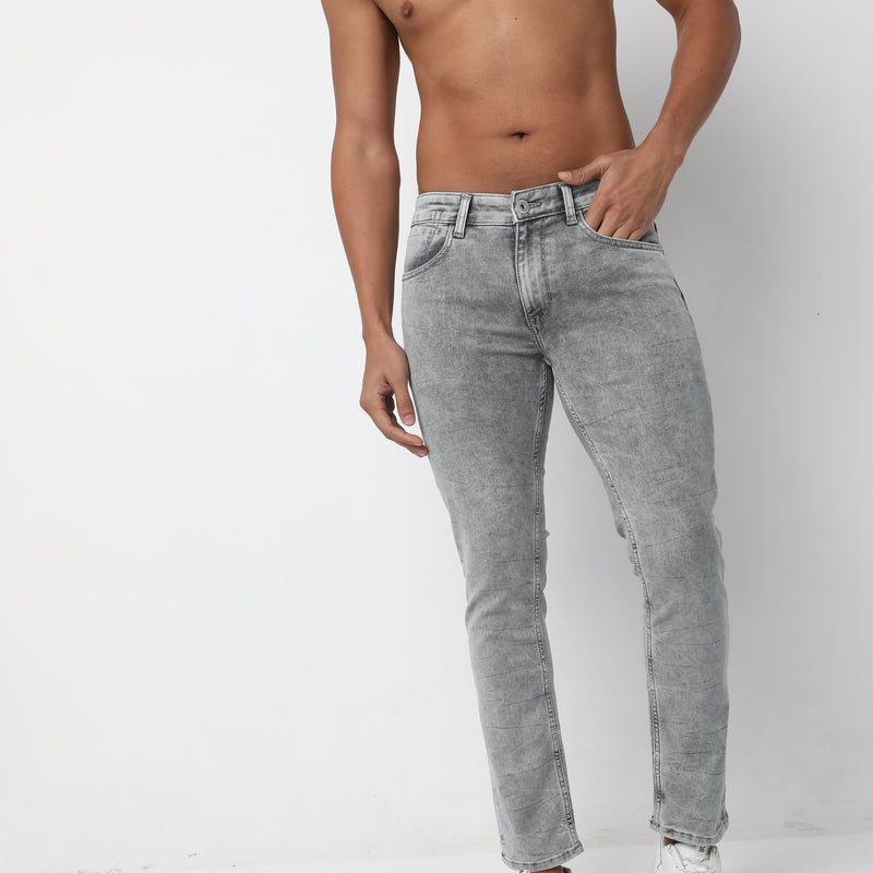 Slim Fit Solid Mid Rise Jeans