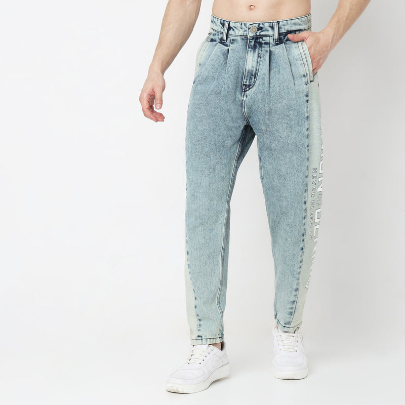 Baggy Fit Solid Mid Rise Jeans