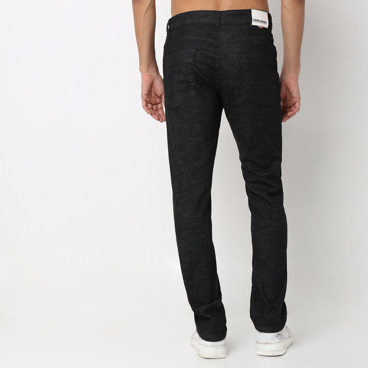 Straight Fit Solid Mid Rise Jeans