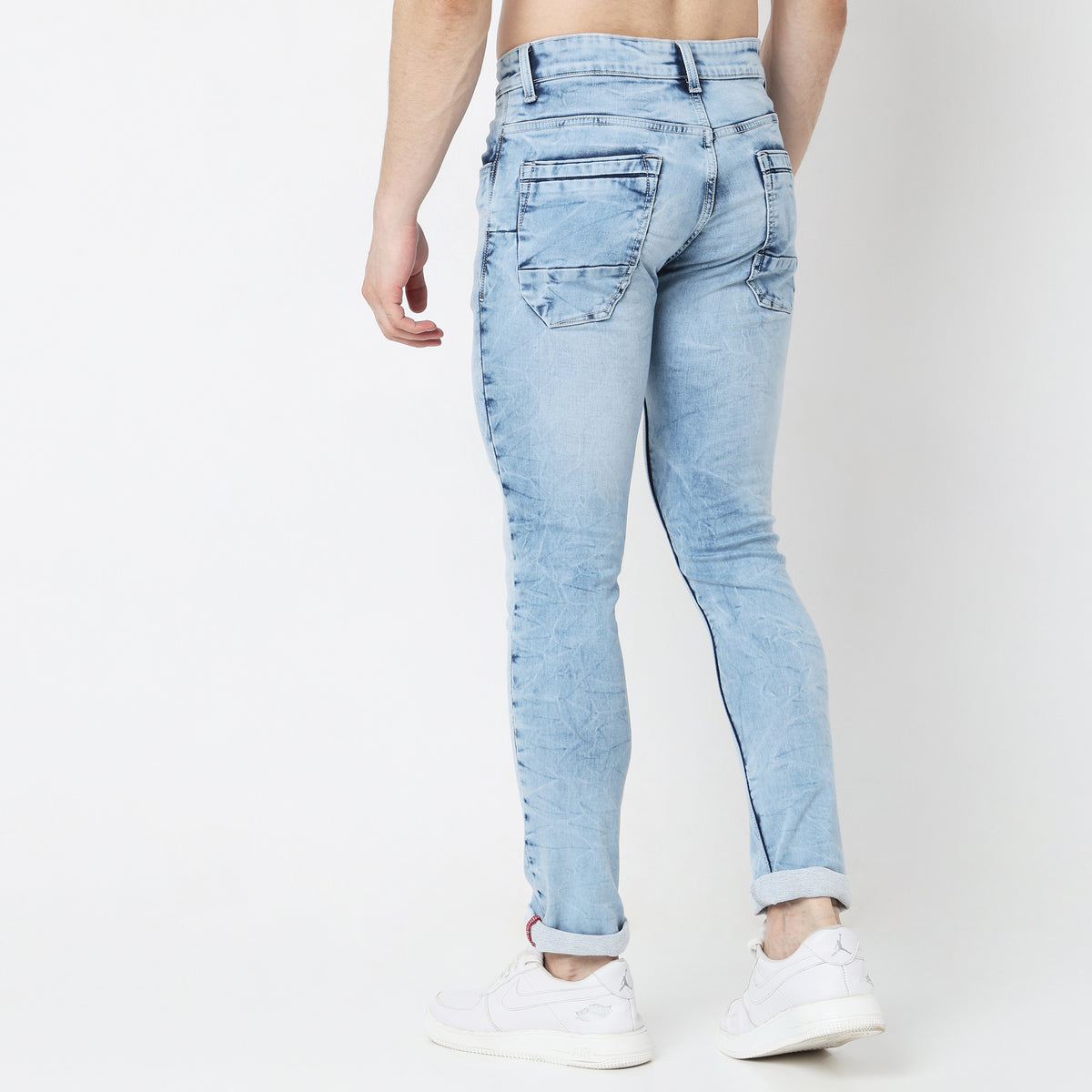 Slim Fit Solid Mid Rise Jeans