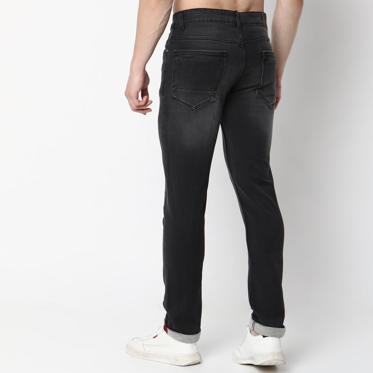 Slim Fit Solid Mid Rise Jeans