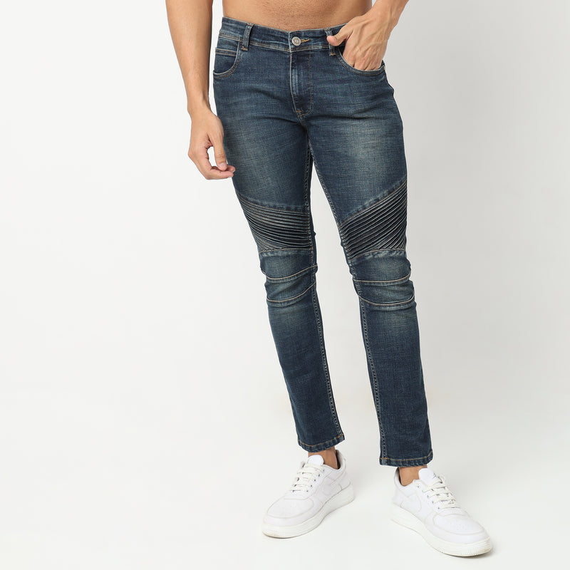 Slim Fit Solid Mid Rise Jeans