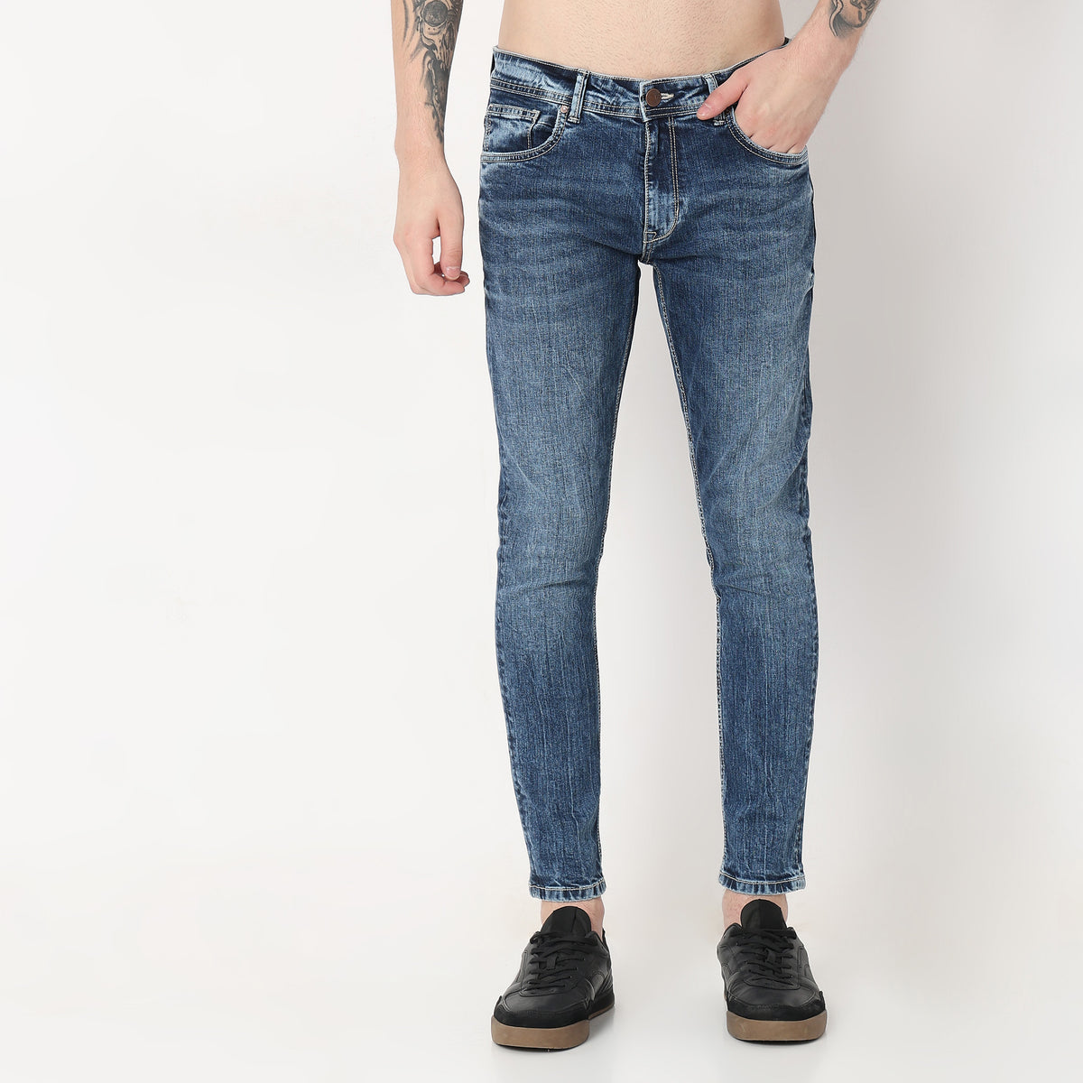 Skinny Comfort Solid Mid Rise Jeans