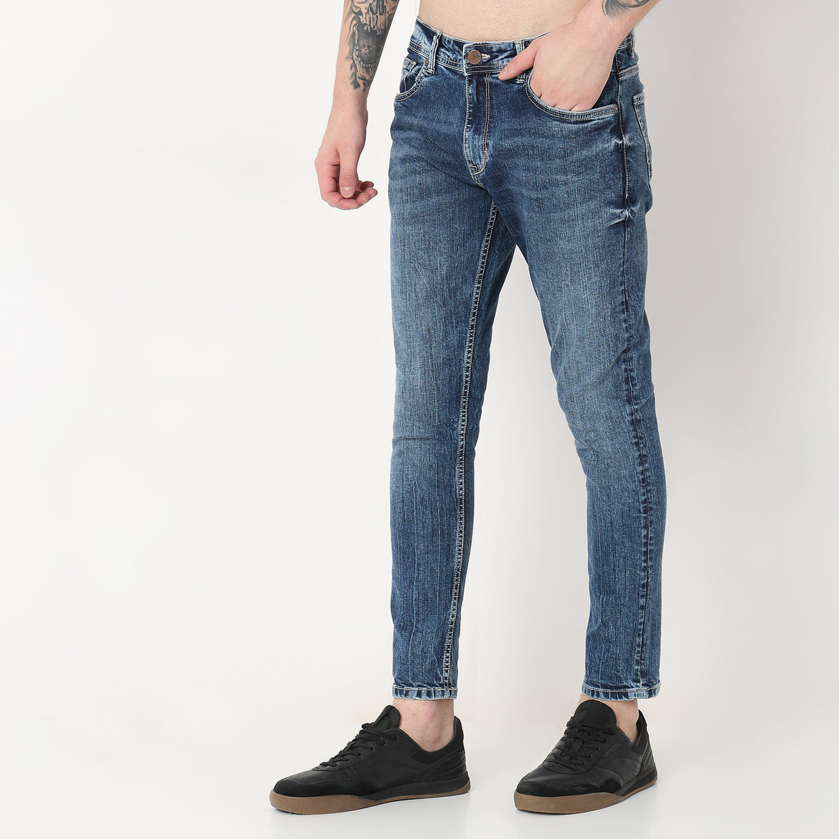 Skinny Comfort Solid Mid Rise Jeans