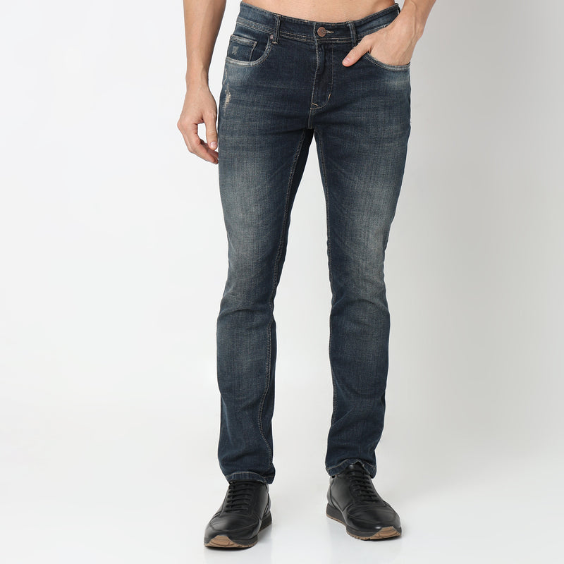 Straight Fit Solid Mid Rise Jeans