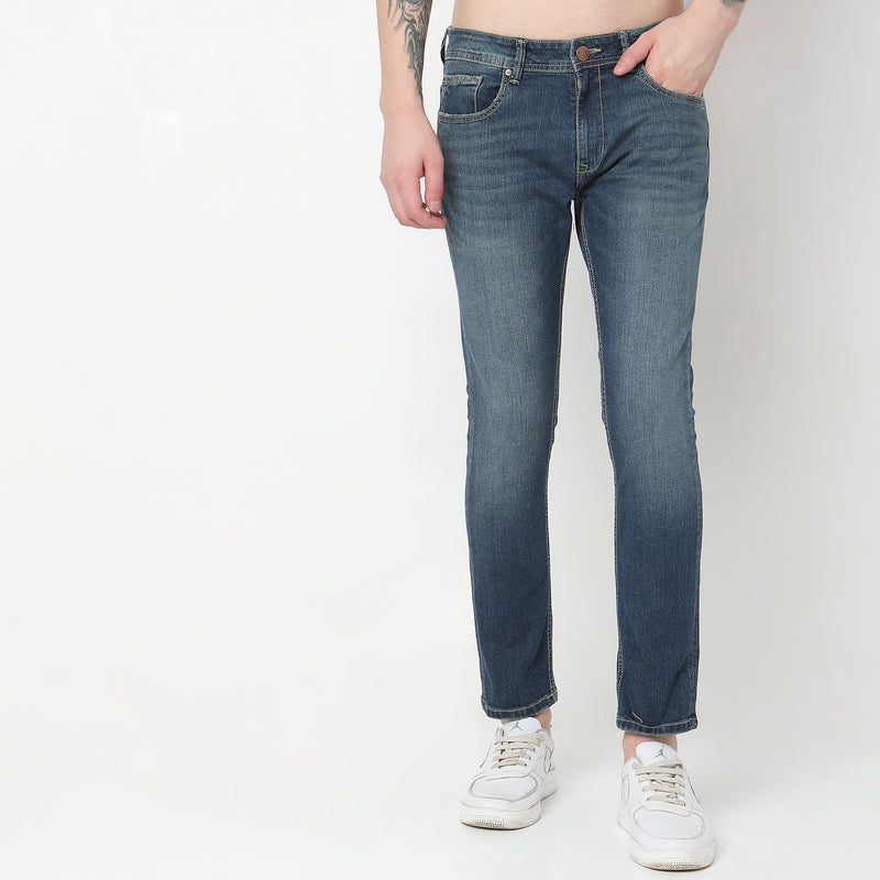 Slim Fit Solid Mid Rise Jeans