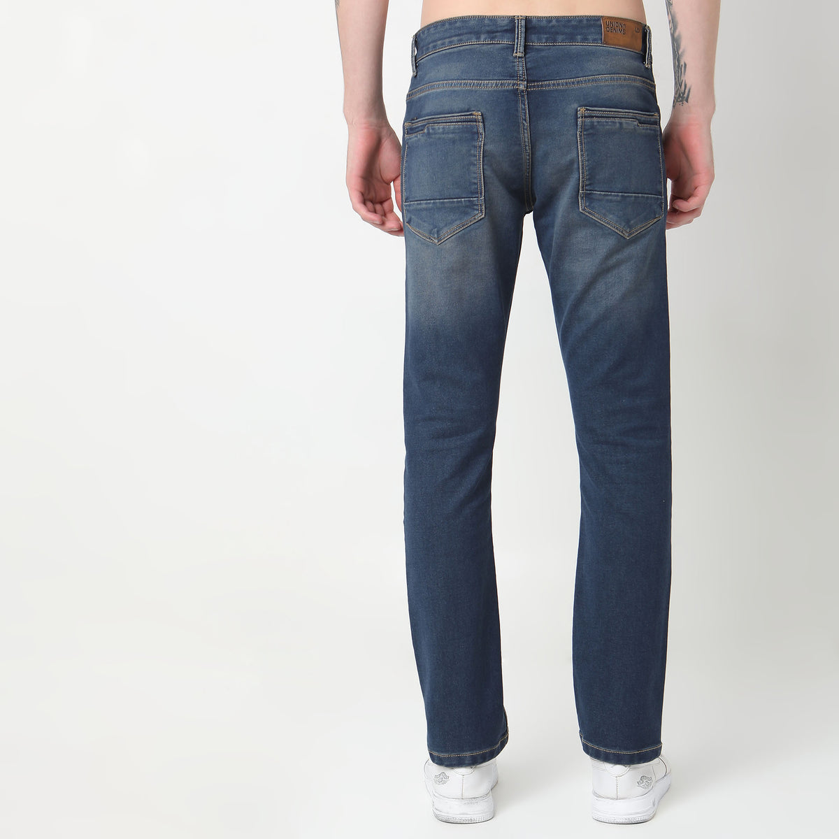 Straight Fit Solid Mid Rise Jeans