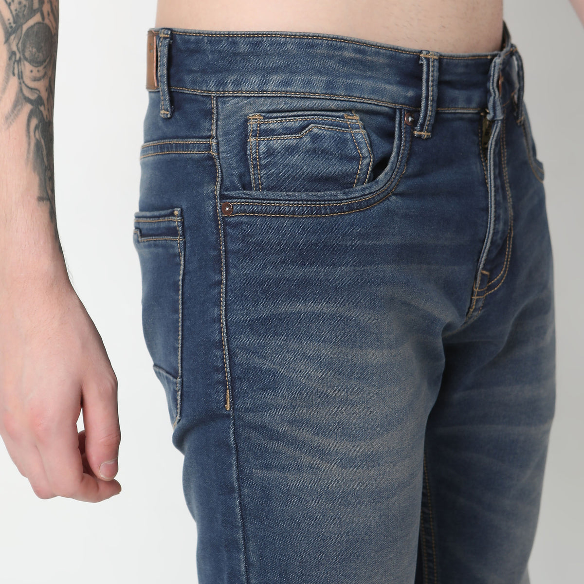 Straight Fit Solid Mid Rise Jeans