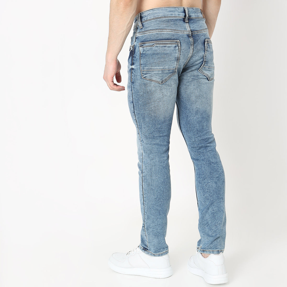 Slim Fit Solid Mid Rise Jeans