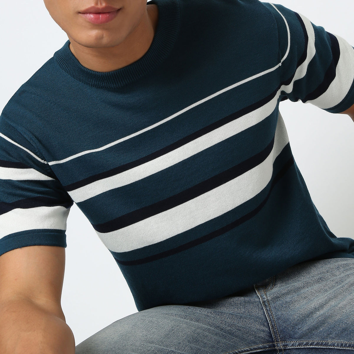 Regular Fit Striped Flatknits T-Shirt