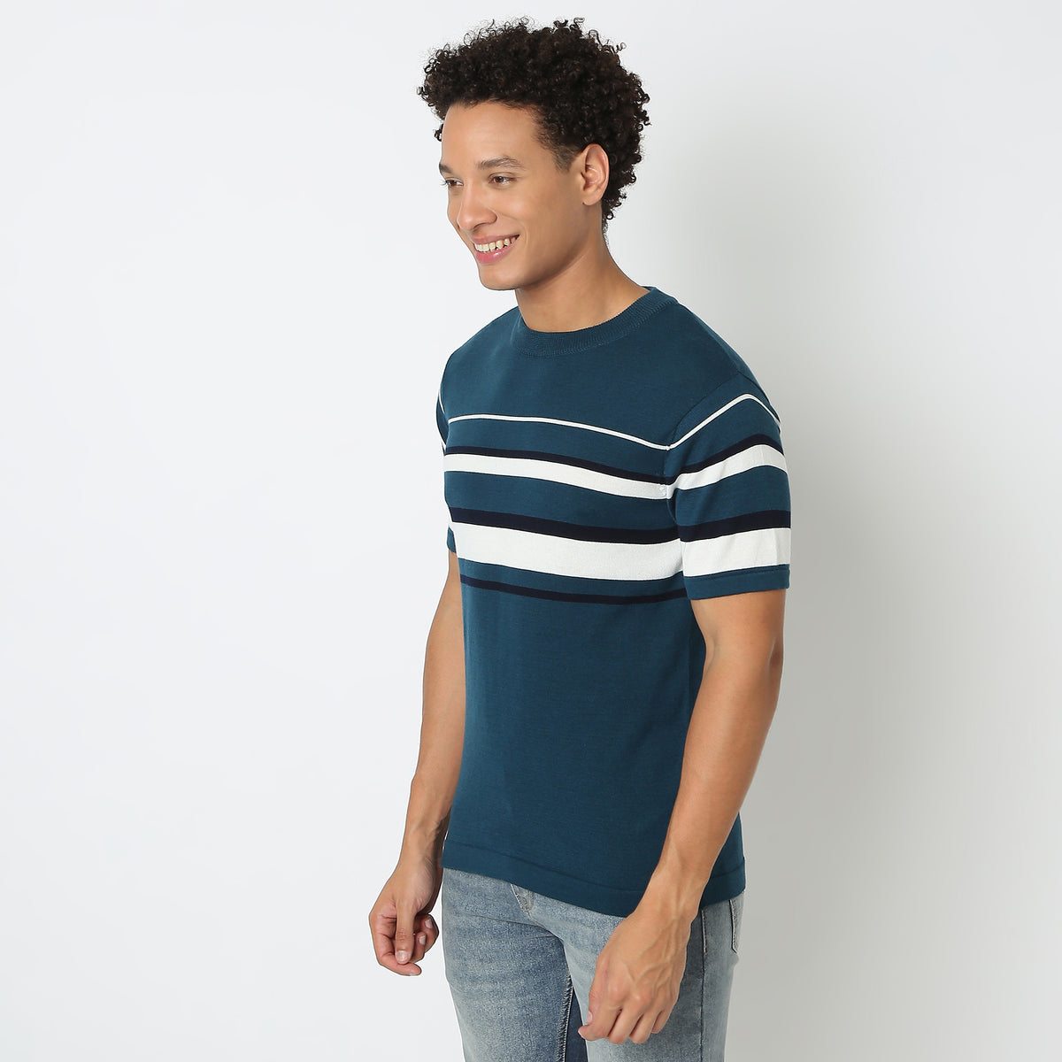 Regular Fit Striped Flatknits T-Shirt