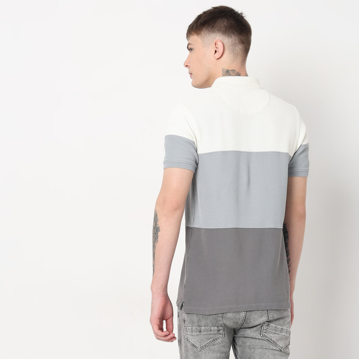 Regular Fit Cut and Sew Polo T-Shirt