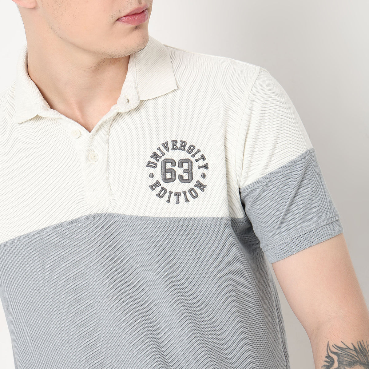 Regular Fit Cut and Sew Polo T-Shirt